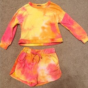 Zunie Tie-Dye Lounge Set in Pink, Orange & Yellow